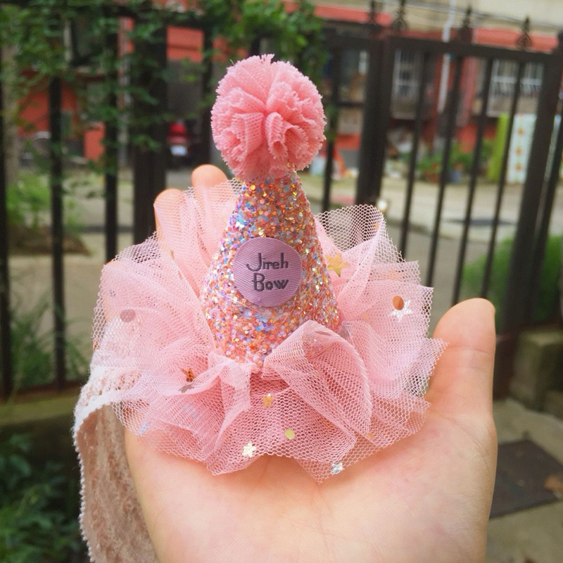 Băng đô mũ sinh nhật,chụp ảnh, thôi nôi - hai màu hồng đỏ cho bé gái