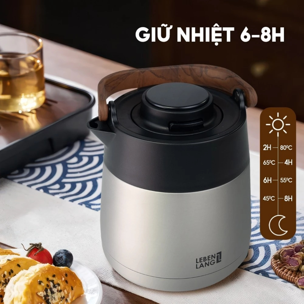 Bình Pha Trà Giữ Nhiệt LEBENLANG LBL3031 Dung Tích 1000ml, Lõi Lọc Inox, Màn Hình Hiển Thị Nhiệt Độ