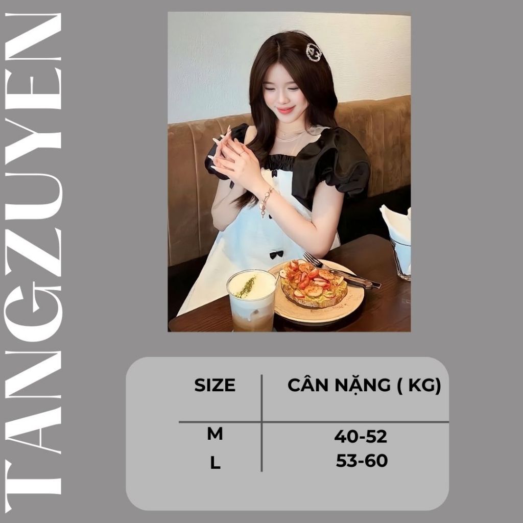 Đầm nữ đen dáng xòe tay dài bồng kiểu dáng hàn quốc Váy nữ ngắn cổ vuông dự tiệc tôn eo sang chảnh T58G