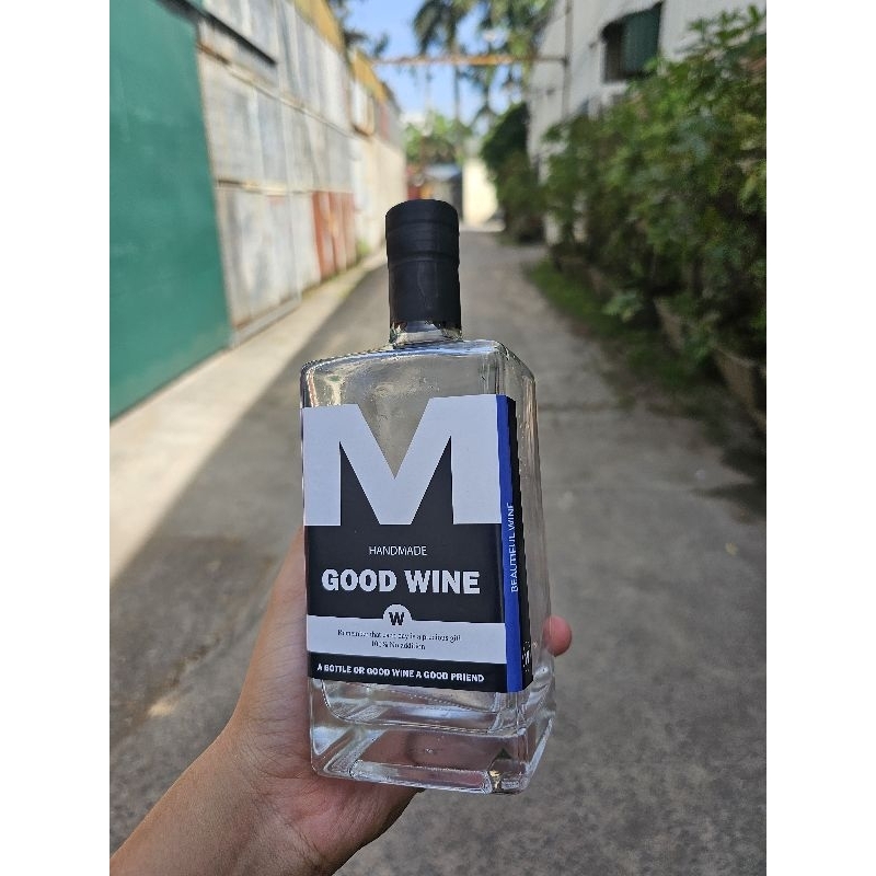 [Chai thủy tinh vuông 500ml] Mẫu chai thủy tinh đẹp – Decor, handmade, nhãn GOOD WINE – Quà tặng sang trọng