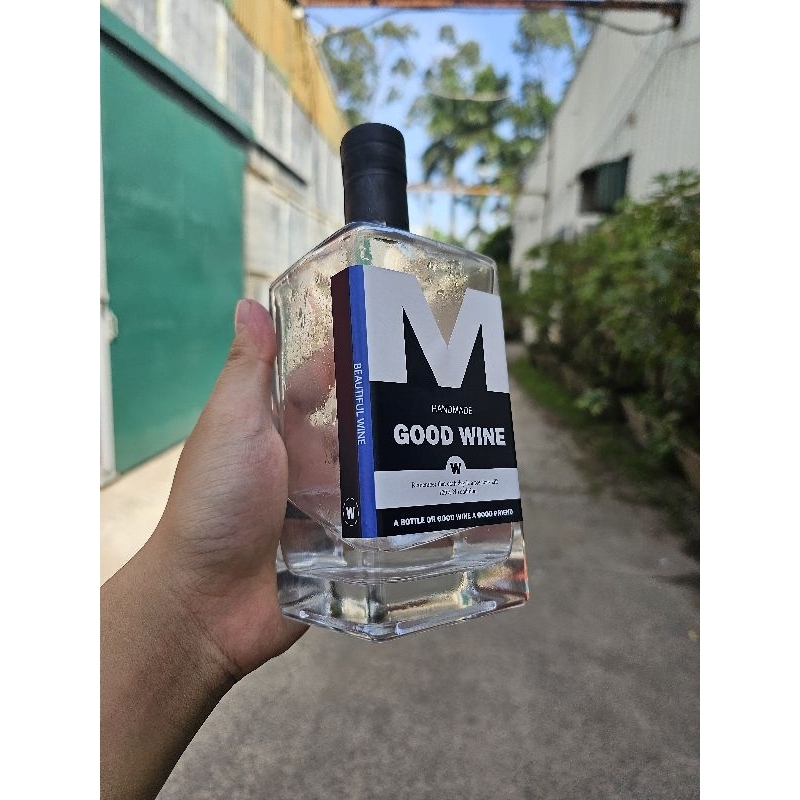 [Chai thủy tinh vuông 500ml] Mẫu chai thủy tinh đẹp – Decor, handmade, nhãn GOOD WINE – Quà tặng sang trọng
