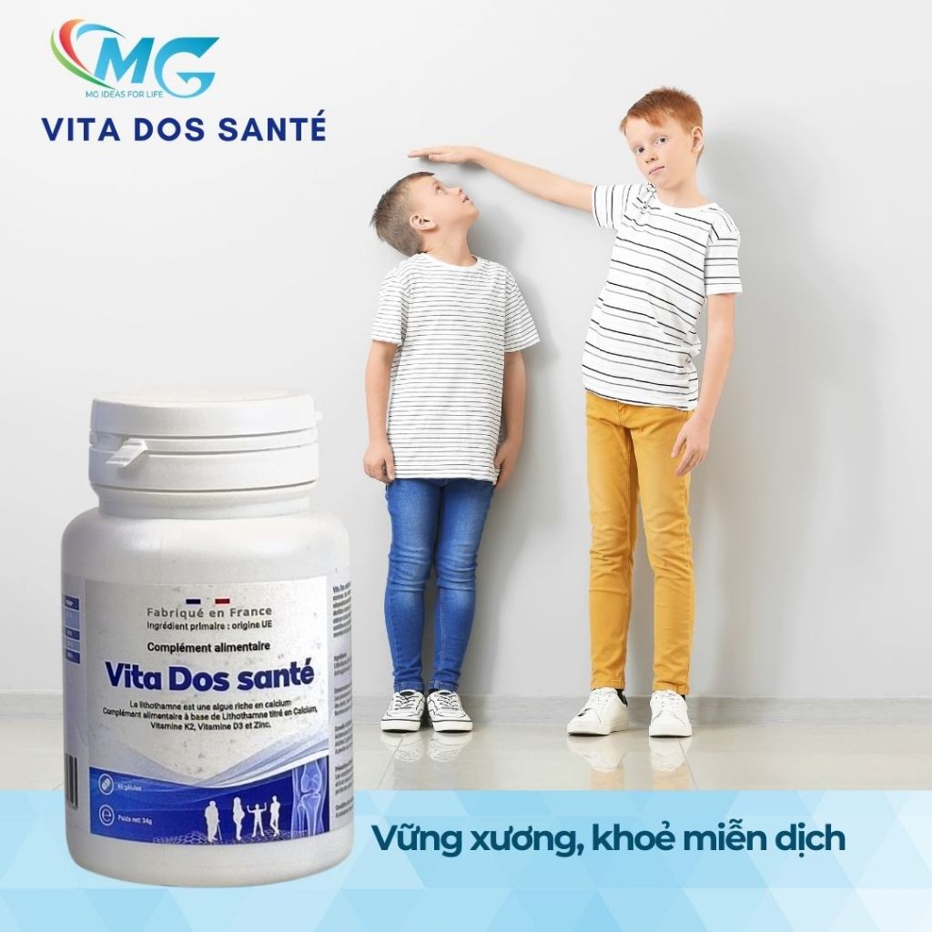 Vitamin Tổng Hợp Bổ Sung Canxi, D3K2, Kẽm, Tăng Sức Khoẻ Xương, Hỗ Trợ Miễn Dịch Hộp 60 Viên - VITA DOS SANTÉ