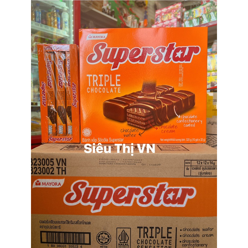 Bánh Xốp Phủ Socola Superstar Triplet Chocolate | Shopee Việt Nam