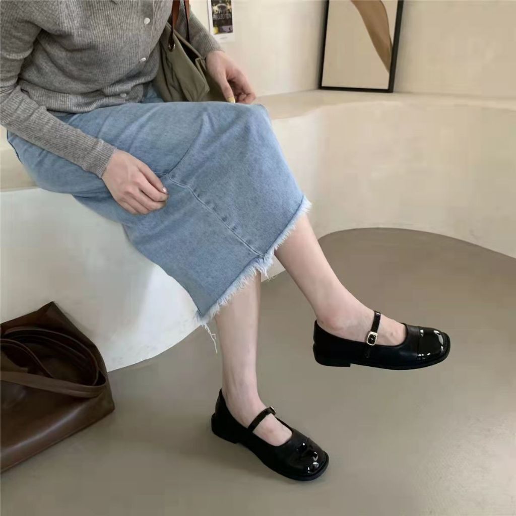 Giày Lolita búp bê phong cách tiểu thư bánh bèo quai cài da mềm GL-03