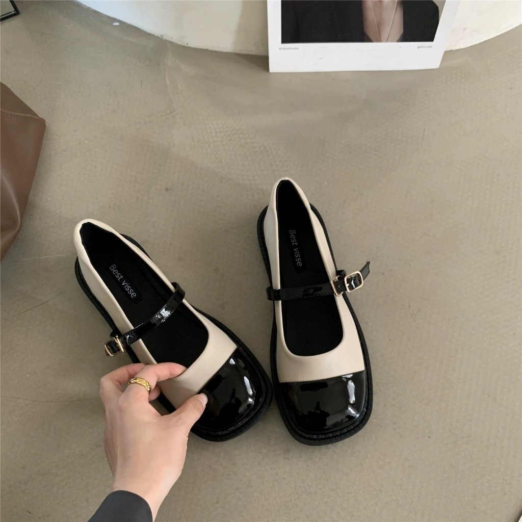 Giày Lolita búp bê phong cách tiểu thư bánh bèo quai cài da mềm GL-03