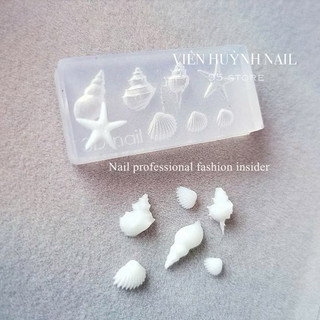 Khuôn nail silicon nghêu sò ốc - khuôn làm charm gắn móng