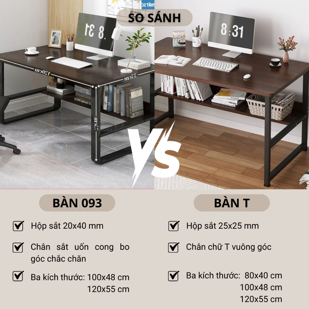 Bàn làm việc, bàn học kèm kệ lửng thiết kế chân cong mềm mại, tinh tế, Bàn làm việc mặt gỗ MDF phủ melamine cao cấp | BigBuy360 - bigbuy360.vn