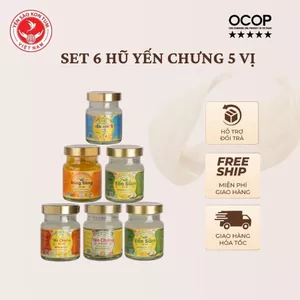 Set 6 Hũ Yến Chưng Sẵn 5 Vị 25% Yến Tươi - Yến Hũ Chưng Sẵn 70ml