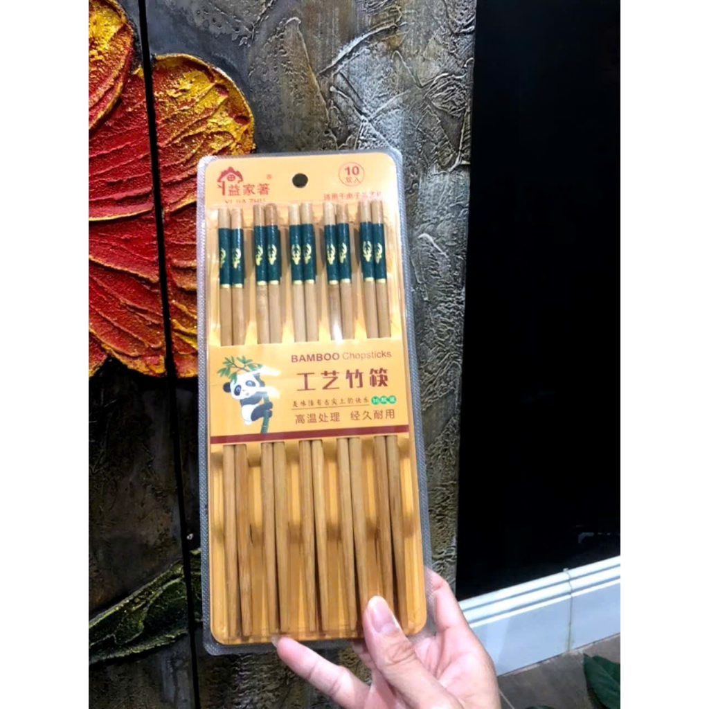 ĐŨA TRUC  VÂN ĐÁ,  VỈ 10 Đôi Đũa Tre Vân Đá Sang Trọng - Đũa Ăn Cơm Hàng Xuất Nhật Cao Cấp An Toàn Vệ Sinh - MA: DUA
