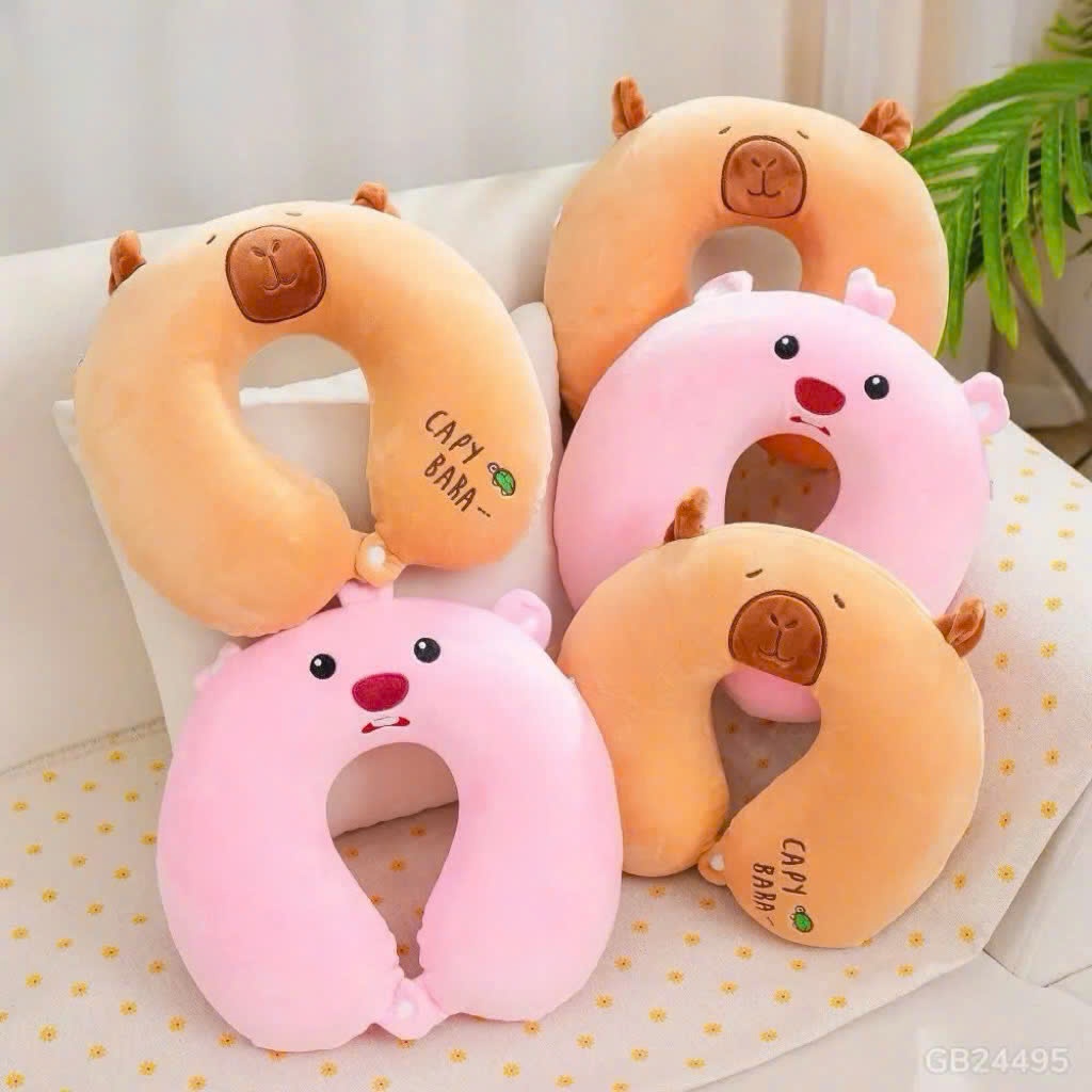 Ảnh Gối Cổ Cao Su Loopy Hồng, Khủng Long Vàng, Chuột Capybara | Index Living Mall | Nhập Khẩu Thái Lan 1