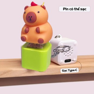 Móc Khóa Capybara Siêu Dễ Thương – Phát Nhạc Chill, Âm Thanh Capybara, Phụ Kiện Treo Túi Xách