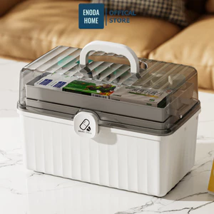 Hộp Đựng Thuốc 3 Tầng ENODA HOME, Hộp Đựng Thuốc, Đồ Y Tế Gia Đình Có Tay Cầm, Khóa Đóng Mở An Toàn Q080