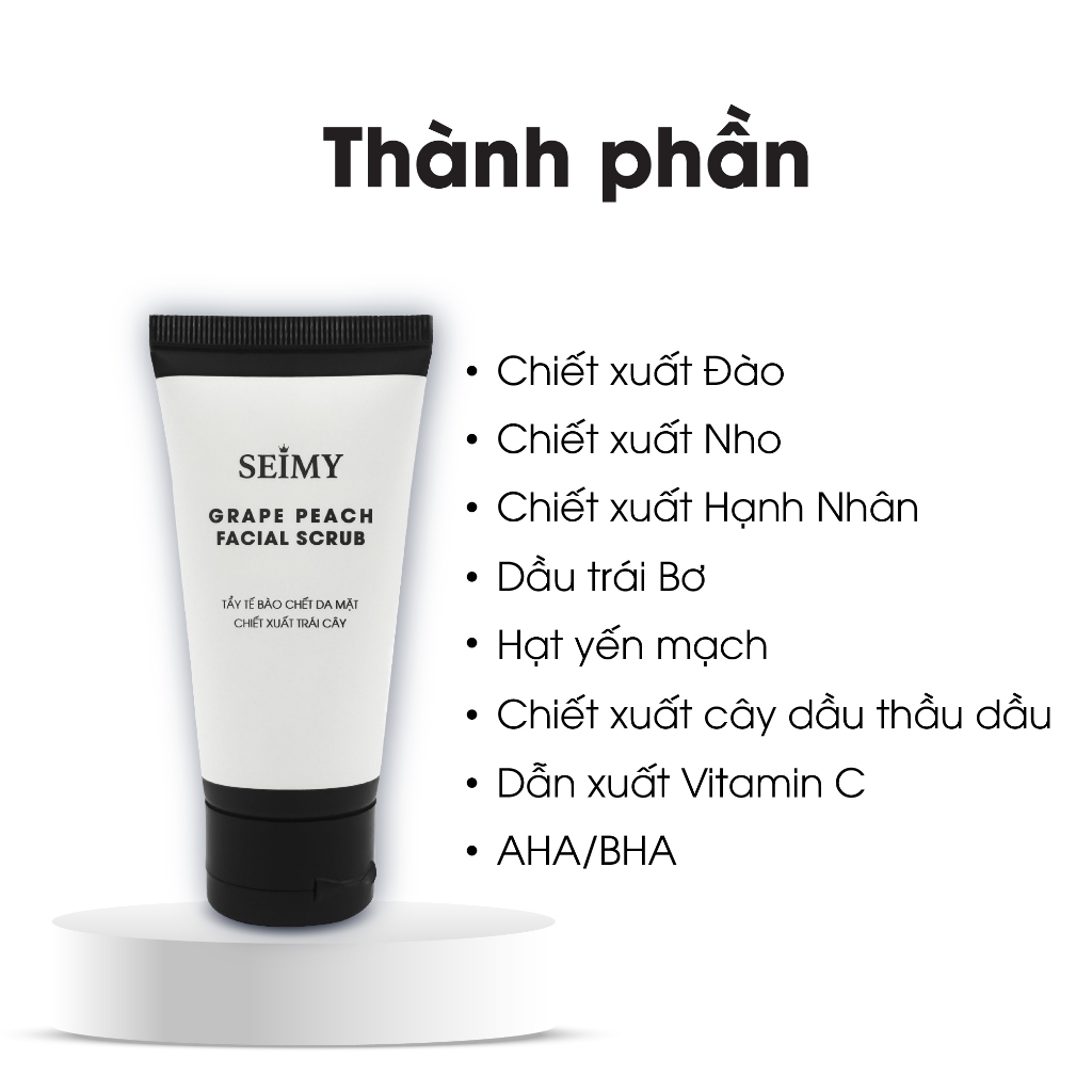 Ảnh Combo 2 Gel Tẩy Tế Bào Chết Da Mặt Seimy 50gram - Grape Peach Facial Scrub 2