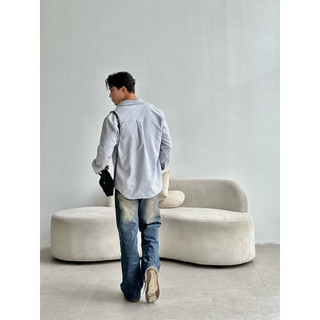 Áo Sơ Mi Tay Dài Kẻ Sọc Vải Oxford Cao Cấp Oversize 3 Màu Xanh, Hồng, Xám