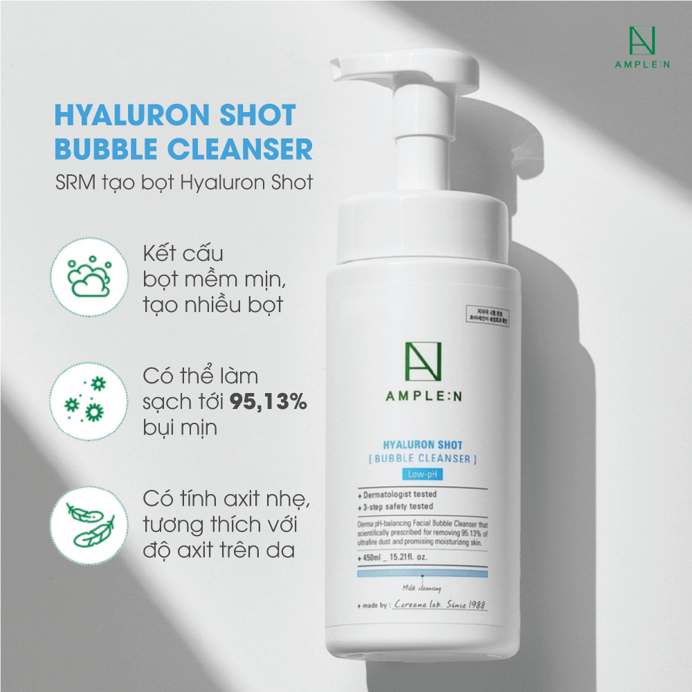 Ảnh Sữa Rửa Mặt Tạo Bọt AMPLE:N Hyaluron Shot Bubble Cleanser 450ml 2
