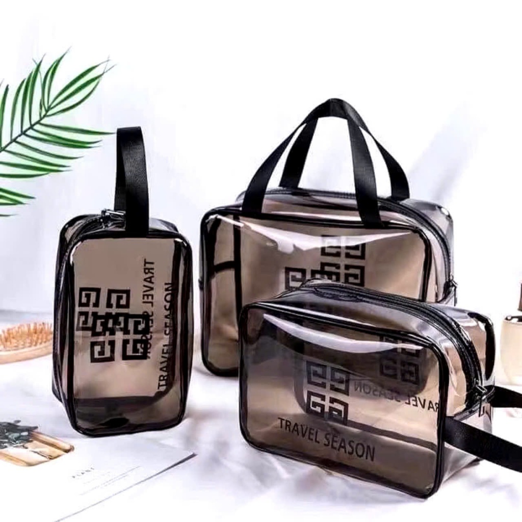-BỘ 3 TÚI ĐỰNG ĐỒ CÁ NHÂN - Set 3 Túi Đựng Mỹ Phẩm, Đồ Trang Điểm, Đồ Cá Nhân Trong Suốt Chống Thấm Nước- MA:TUIDUNGDO