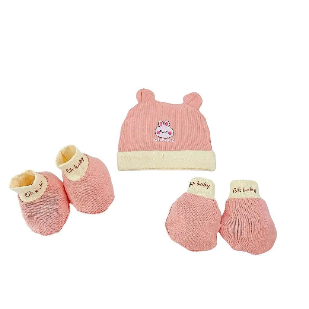 Bộ Sét Mũ, Bao Tay, Bao Chân Chất Cotton Babyboo TH03 Cho Bé Sơ Sinh Vải Cotton