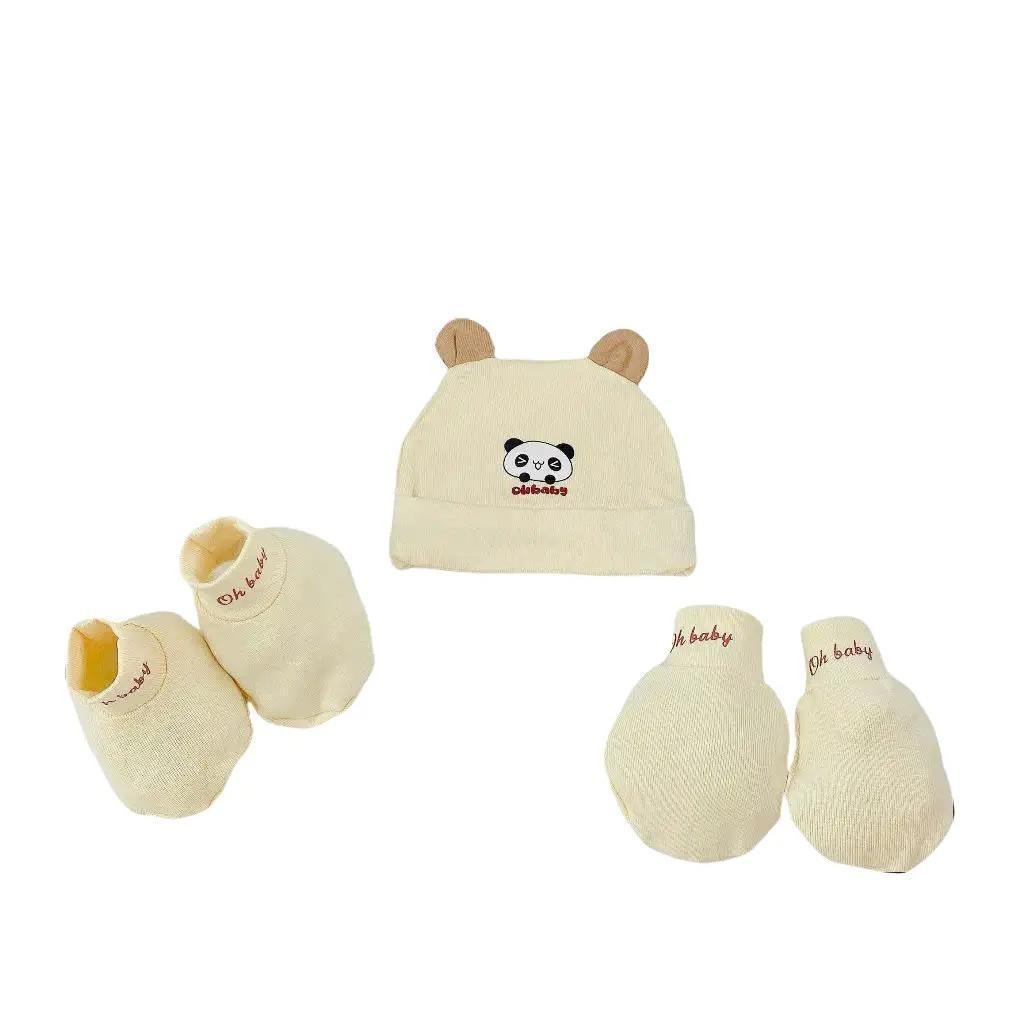 Bộ Sét Mũ, Bao Tay, Bao Chân Chất Cotton Babyboo TH03 Cho Bé Sơ Sinh Vải Cotton