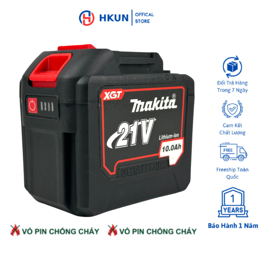 Pin 20 cell Makita, pin đóng 20 cell Mạch 8 mosfet dòng xả cao chân pin phổ thông 4cm Có đèn led báo pin