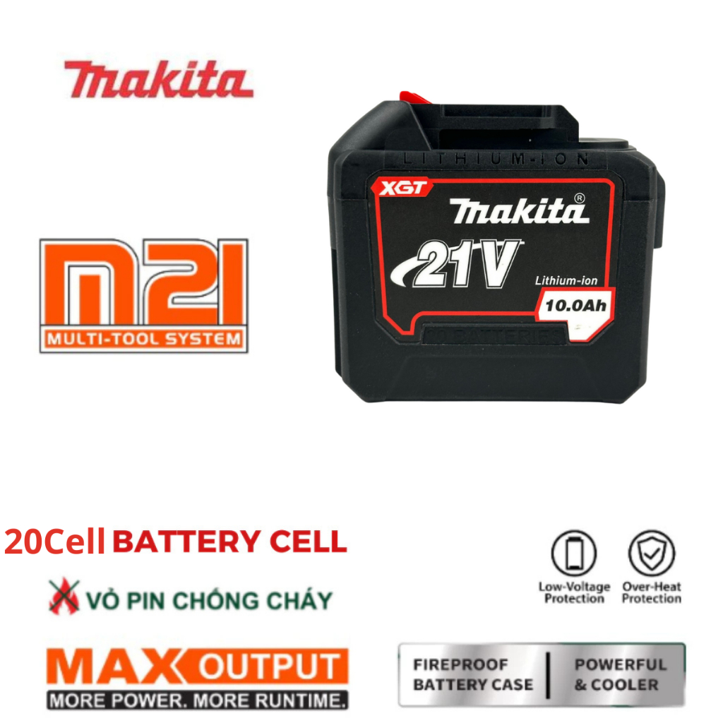Pin 20 cell Makita, pin đóng 20 cell Mạch 8 mosfet dòng xả cao chân pin phổ thông 4cm Có đèn led báo pin
