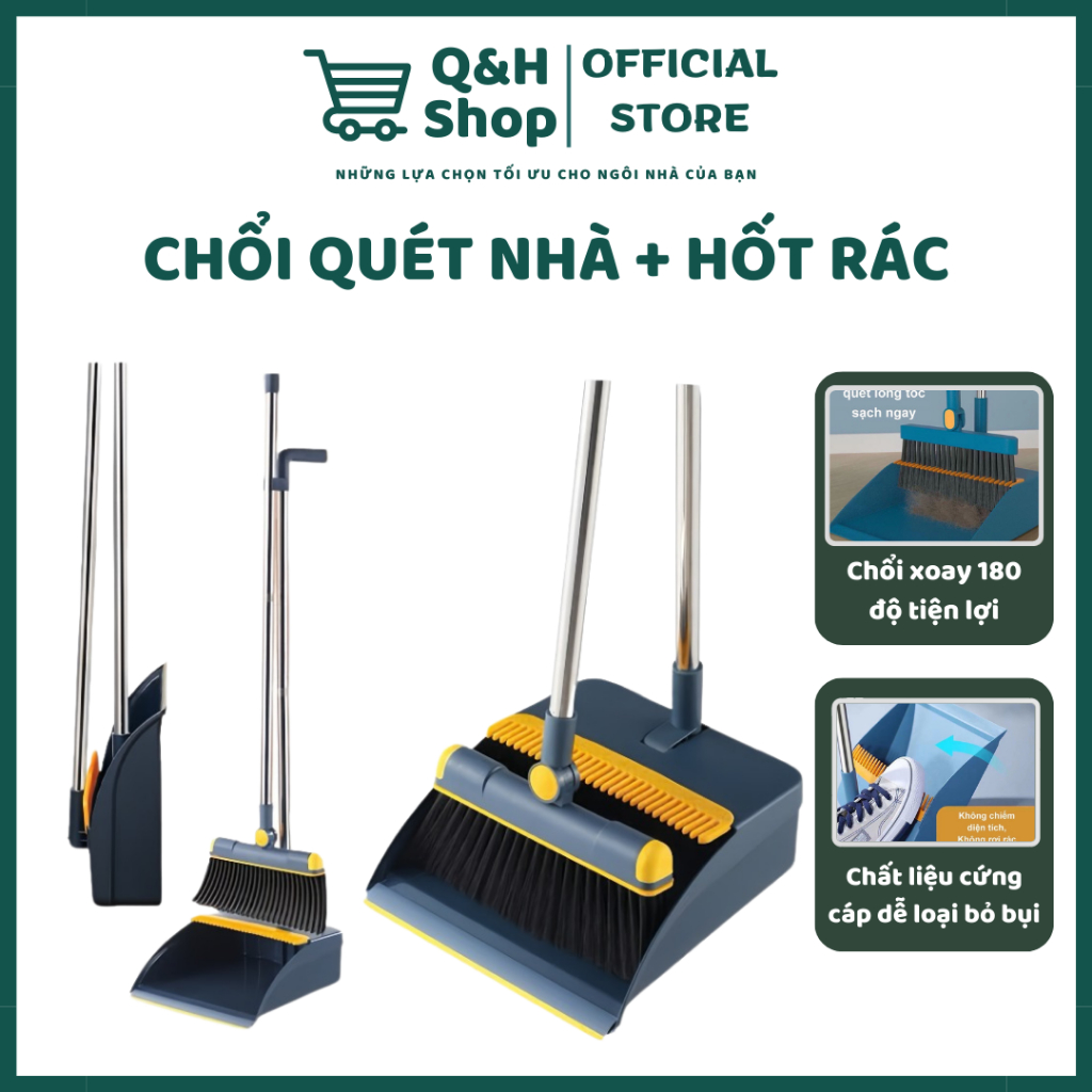 Bộ Chổi Quét Nhà Thông Minh Kèm Hốt Rác Cán Dài - Chổi Quét Đa Năng ...