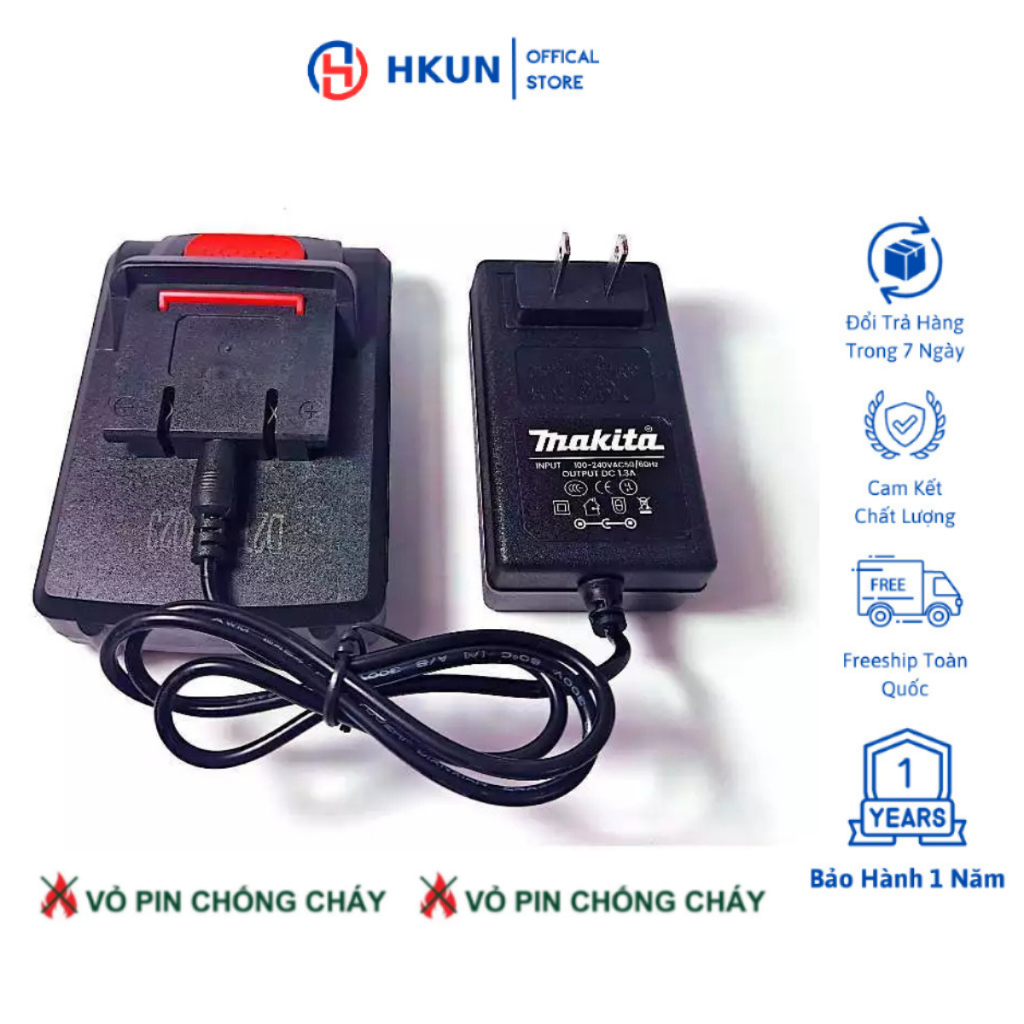 Combo Pin + Sạc pin 72V đa năng dùng cho các loại máy khoan pin hitachi, makita, dewalt...có chân pin như trên ảnh