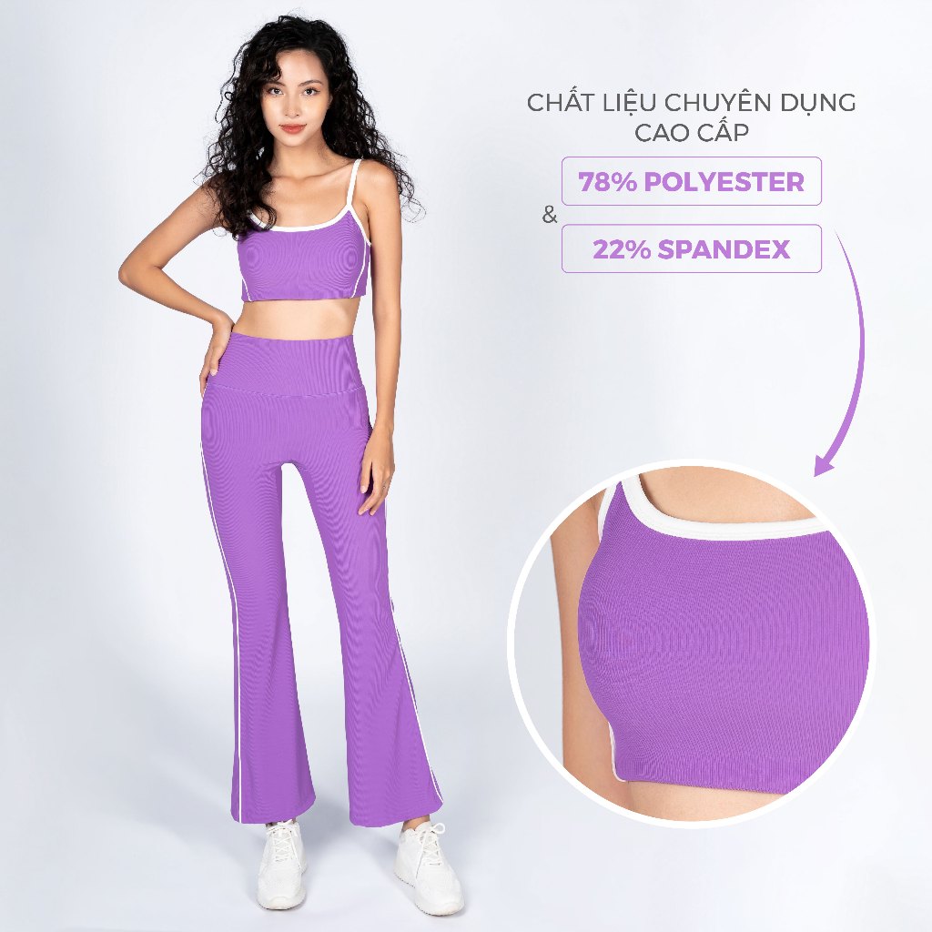 Ảnh Bộ Tập Yoga Gym Nữ Livan Sport LV24N01F504 LUXURY Áo Bra Đệm Rời & Quần Legging Ống Loe, Bộ Tập Yoga Nữ Cao Cấp 3