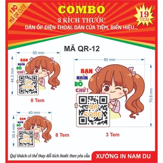 In Mã QR Ngân hàng hình Chibi Cute, Dán ốp Điện thoại, Cửa tiệm, Cá Nhân, in theo yêu cầu
