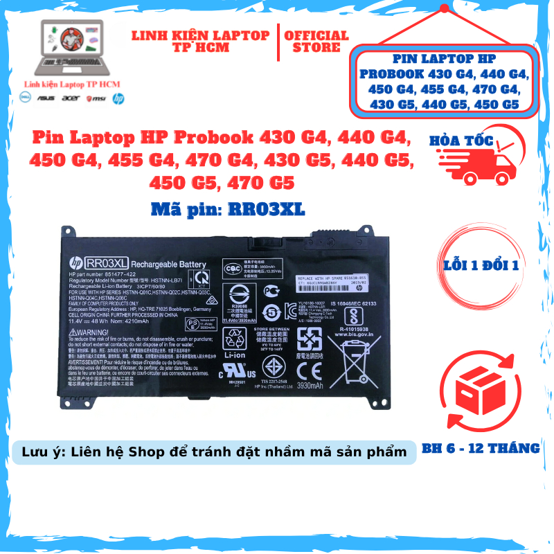 Pin Laptop HP Probook 430 G4, 440 G4, 450 G4, 455 G4, 470 G4, 430 G5 ...