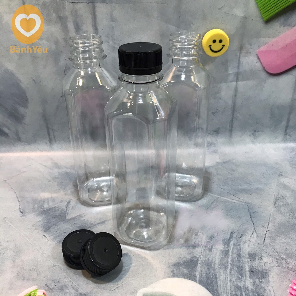 {Bộ 10chai} Chai nhựa đựng trà sữa 330ml nắp đen - BB34A