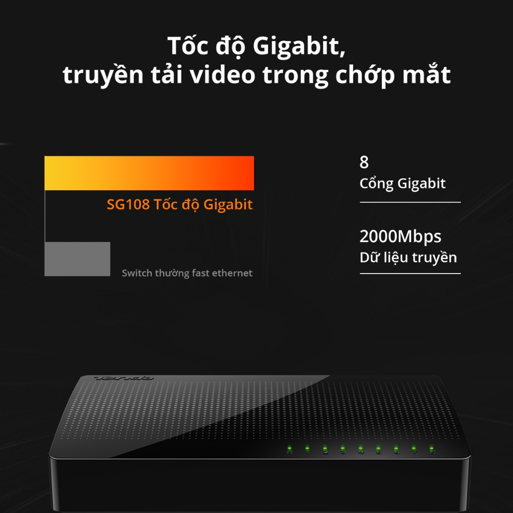 Ảnh Bộ Chia Mạng Switch Để Bàn Tenda SG108 8 Cổng 10/100/1000Mbps - Hàng Chính Hãng 4