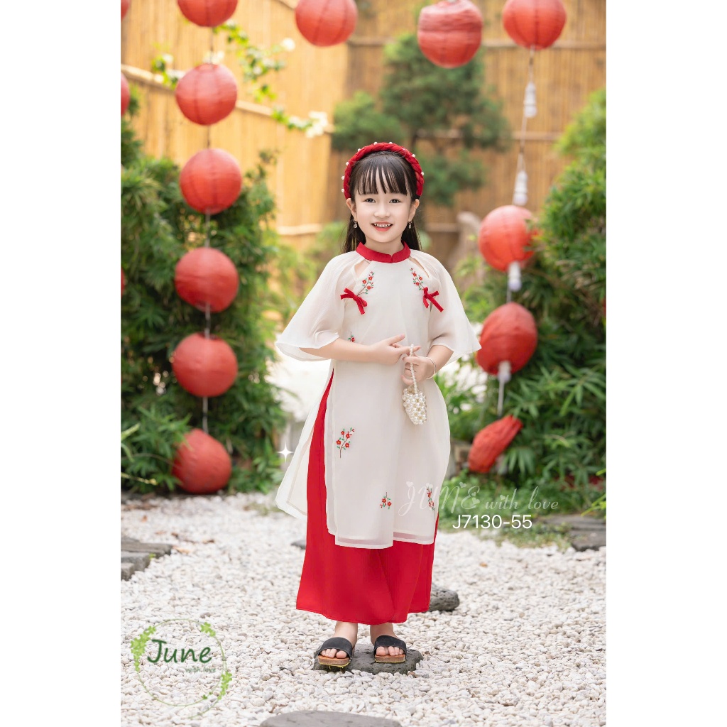 (10-30kg) Áo Dài Bé Gái Xinh Xắn, Điệu Đà June J6712 J6744 J8123 J7130 J7164 J7227 J9292 J7793 J8737