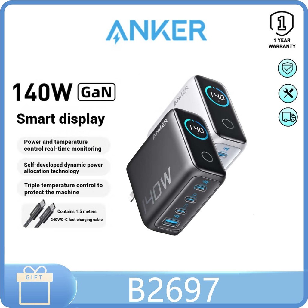 Củ sạc  Anker Zolo 140W GaN A2697, màn hình Smart LED, 3 cổng Type C, sạc nhanh PD, PPS 2.0 - BH18TH | BigBuy360 - bigbuy360.vn
