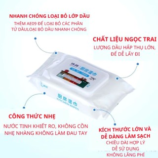 KHĂN ƯỚT LAU BẾP TRẮNG,  Giấy lau bếp Kitchen Wipe - Lau dầu mỡ SIÊU TỐC KADAI - MA: KHANLAU
