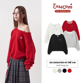 Áo Sweater Trễ Vai Nỉ Lông Cáo Logo Mini Nhiều Màu Nữ Tính Hàn Quốc 𝑩𝒚𝒄𝒂𝒎𝒄𝒂𝒎 AHOD016