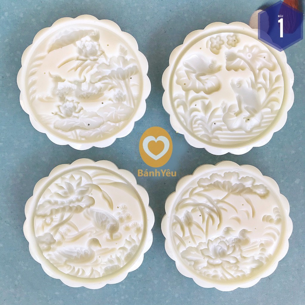 Khuôn Bánh Trung Thu lò xò 125g tròn 4 mặt - KHTC