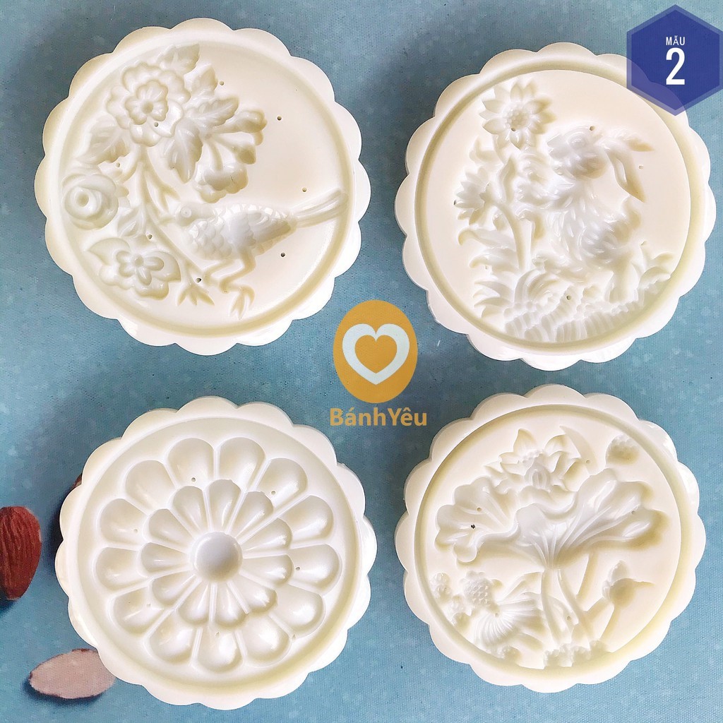 Khuôn Bánh Trung Thu lò xò 125g tròn 4 mặt - KHTC