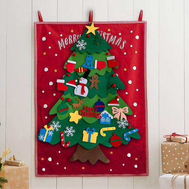 Cây Thông Noel Vải Nỉ Treo Tường Dán Kinh 32 36 Chi Tiết Cho Bé Tự Trang Trí Size To Tặng Đèn Led - PUPU HOUSE