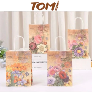 Túi Giấy Quà Tặng Có Quai Xách In Hoa Văn Dễ Thương TOMI 247