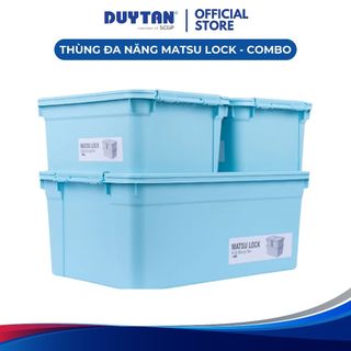 Thùng đa năng Matsu Lock combo DUY TÂN nhựa PP, 2 thùng 15 + 1 thùng 45, có khóa gài, lưu trữ đồ dùng, thực phẩm đa năng