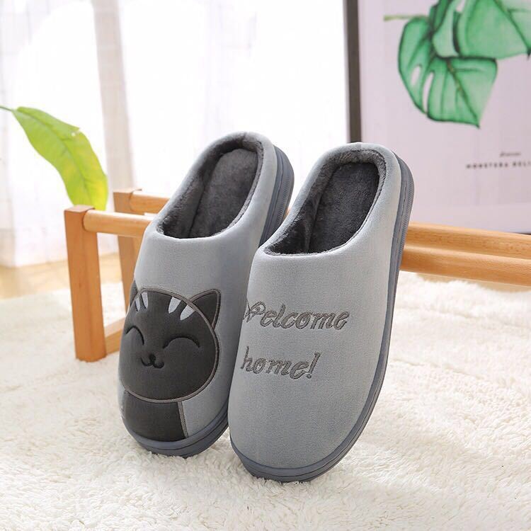 Dép Sục Bông Mèo Họa Tiết Hình Thú Đáng Yêu DP97