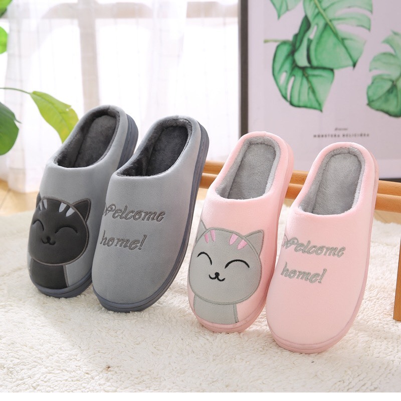 Dép Sục Bông Mèo Họa Tiết Hình Thú Đáng Yêu DP97