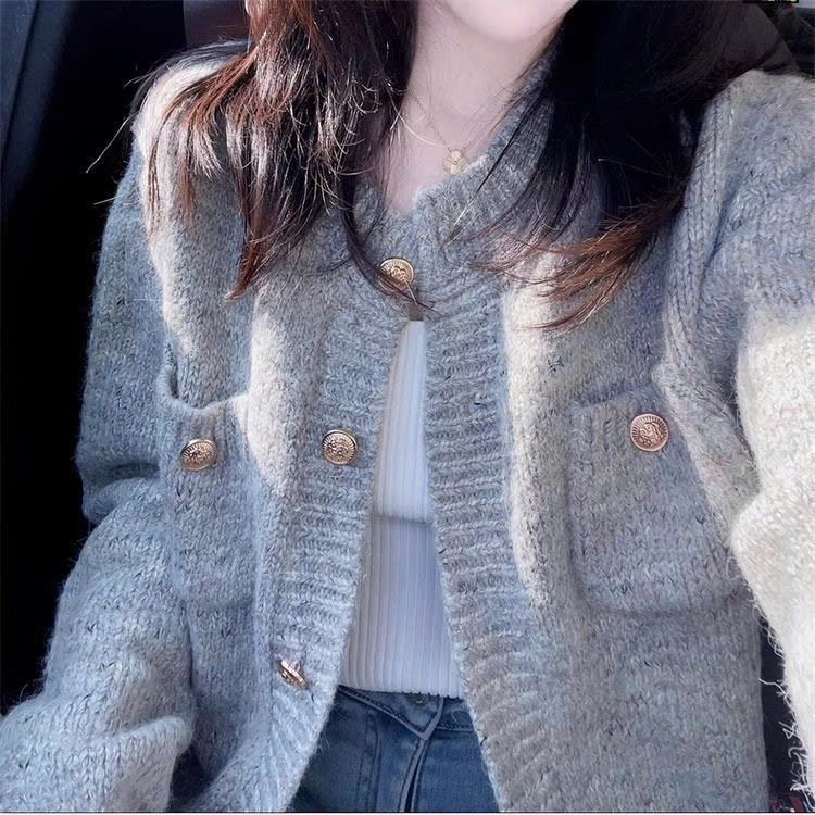 Áo khoác len cardigan dệt kim, áo len nữ dáng lửng thiết kế trẻ trung cá tính hàng QC XIMIMI SP72