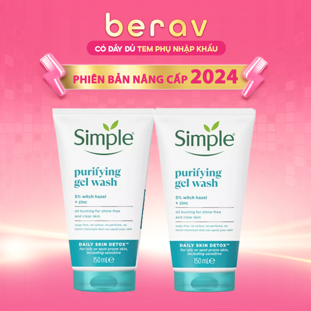 Ảnh Combo 2 Sữa Rửa Mặt Simple giúp kiềm dầu và ngừa mụn cho da dầu mụn 150ML - Xanh Dương 1