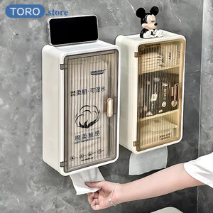 Hộp đựng đồ nhà tắm 3 tầng dán tường, Hộp đựng giấy vệ sinh chất liệu ABS + PP cao cấp chống nước có chia ngăn