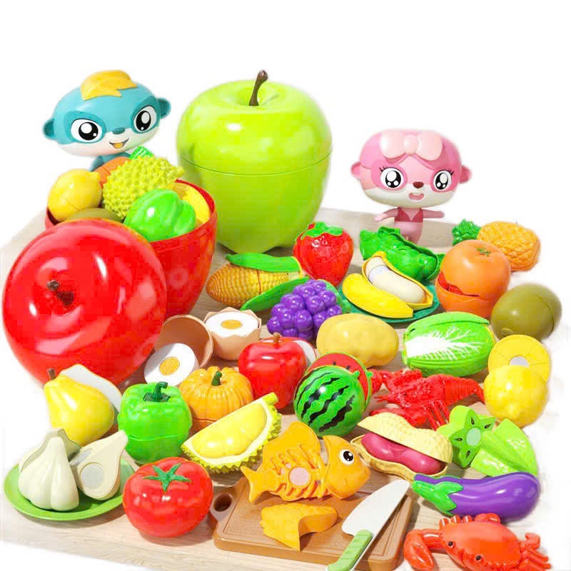 Đồ chơi cắt bóc hoa quả hộp đựng hình quả táo nhựa ABS an toàn, đồ chơi cắt  hoa quả nhà bếp cho bé