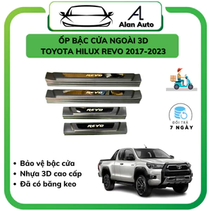 Ốp bậc cửa xe Toyota Hilux Revo 2018-2023, Nẹp bước chân Toyota Hilux Revo nhựa 3D cao cấp. Bộ 4 miếng chống xước cửa