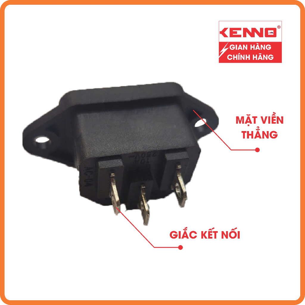 Ổ cắm 3 chân nồi cơm điện màu đen 10A chuẩn C14 ổ đáy socket nồi cơm, năng lượng mặt trời, máy tính