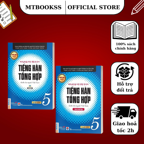 Sách - Combo Tiếng Hàn Tổng Hợp Dành Cho Người Việt Nam - Cao Cấp 5 - Bản đen trắng