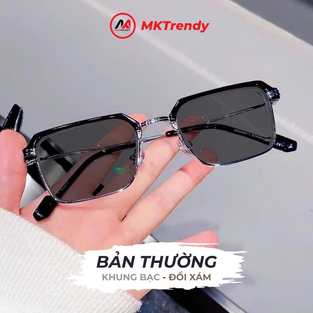 Kính cận đổi màu MKTRENDY nam nữ thời trang cao cấp gọng kim loại chống tia UV chống ánh sáng xanh X10